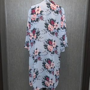 Always Indigo Sweaters - Always Indigo Floral Sheer high low Cardigan 2X Always Indigo Sweaters - Always Indigo Floral Sheer high low Cardigan 2X